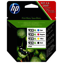 HP 932 XL/933 XL Cyan, Magenta, Yellow & Black Ink Cartridge Multipack, Pack of 4
